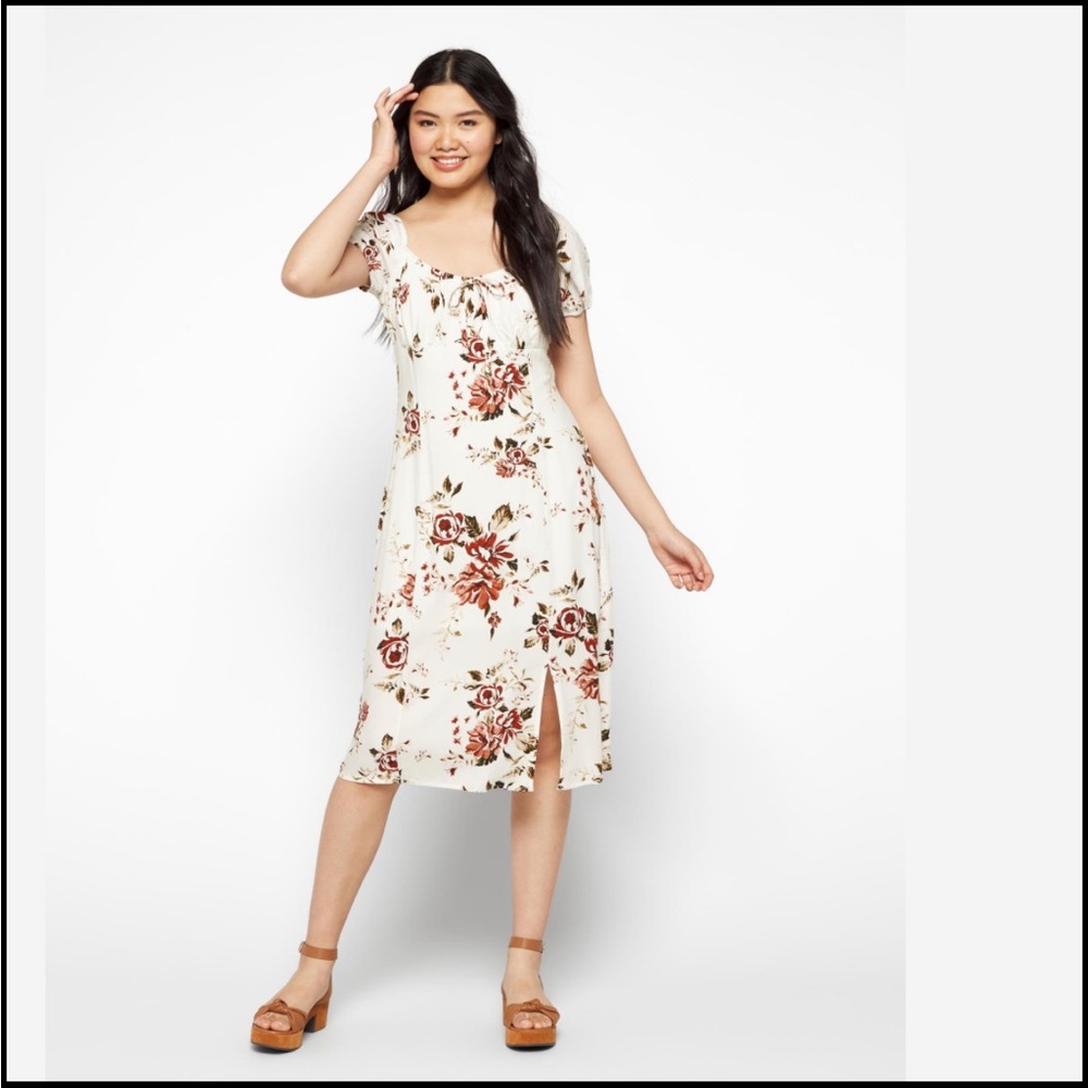 Floral midi dress with slit